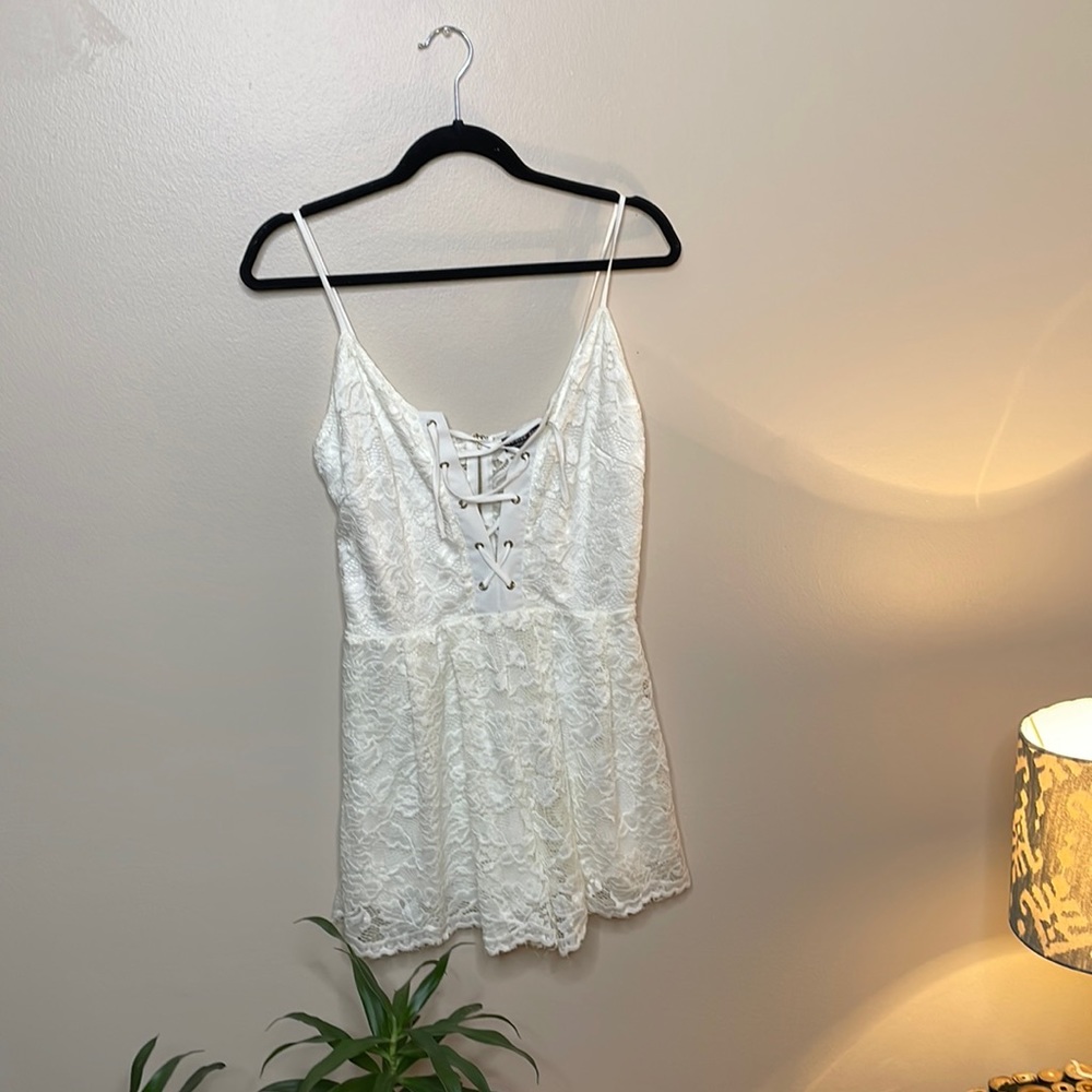 Fashion Nova white floral lace romper